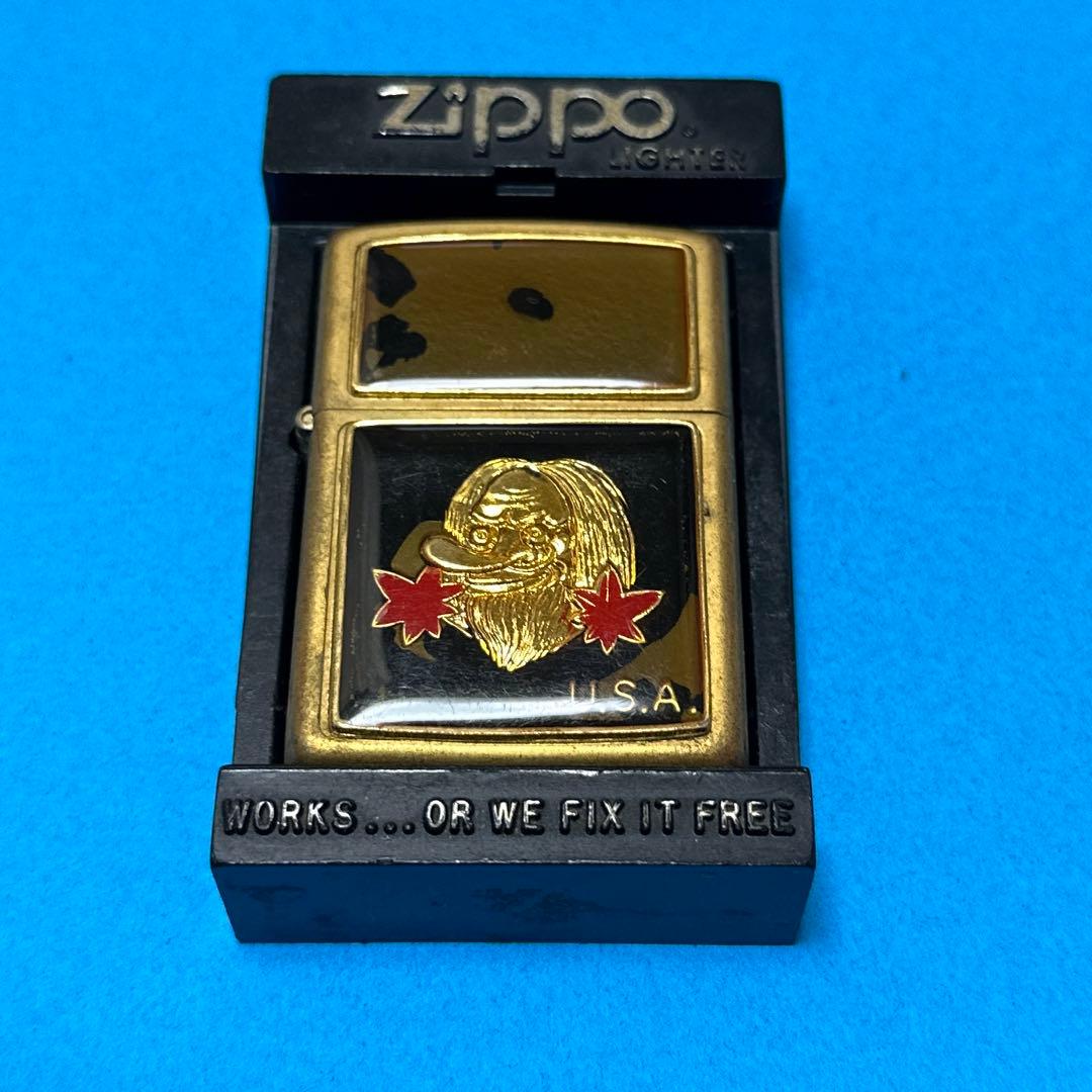 新品ビンテージ ZIPPO 天狗ブラスー貼り 1994年型