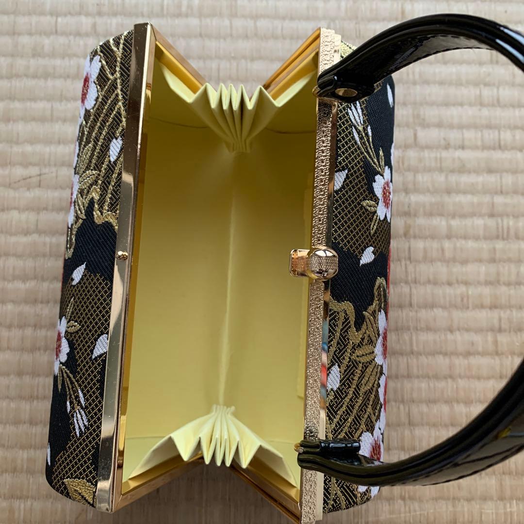 【最後の値下げ】和装用バッグと下駄セット　成人式バッグ黒　成人式草履黒