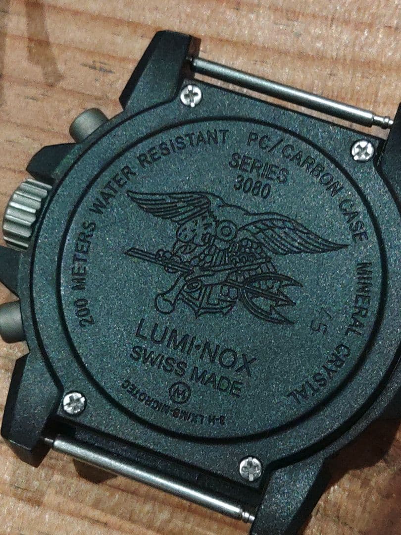 電池交換済　稼働品 LUMINOX 3080 黒 クロノ 箱説付