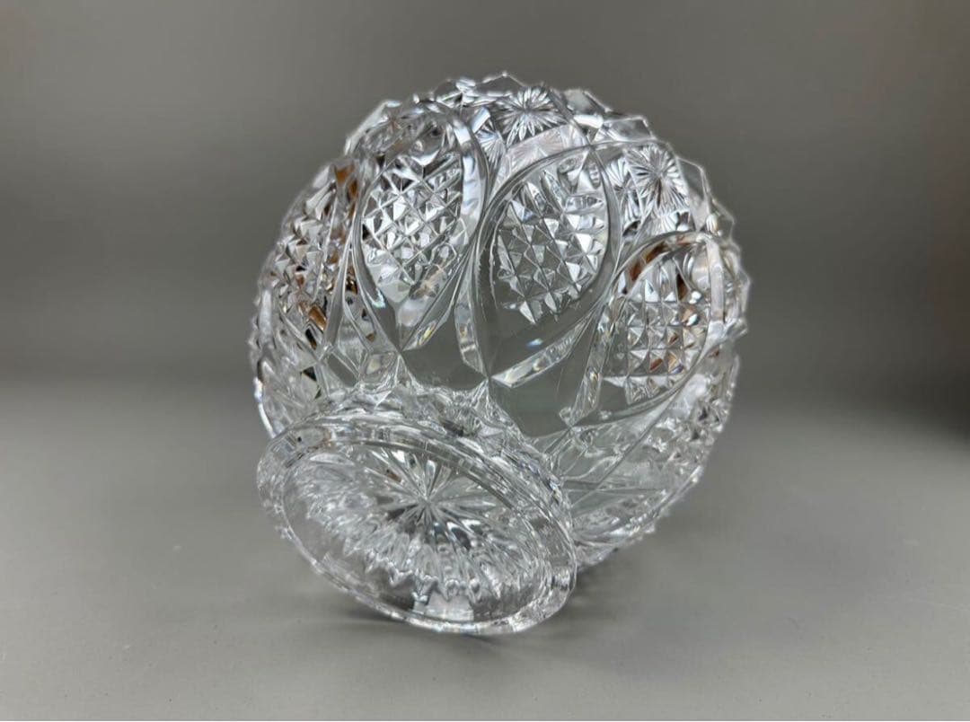 茶道具 江戸切子 義山 鉢 水指 箱入り ギヤマン ガラス 硝子 工芸 民藝