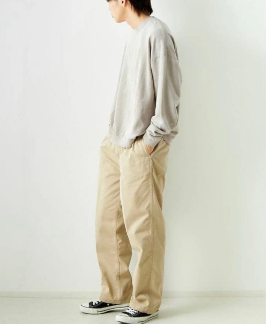オアスロウ　ツータックワイドトラウザー カーキ ベージュ レディースチノパン