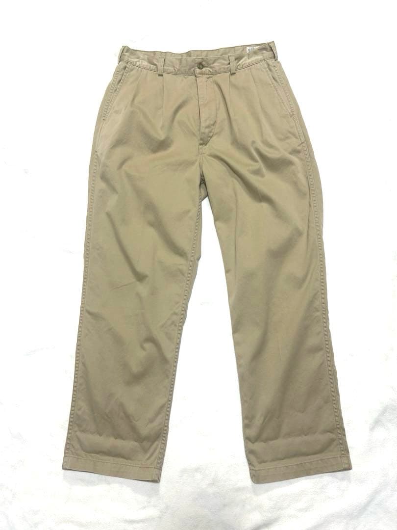オアスロウ　ツータックワイドトラウザー カーキ ベージュ レディースチノパン