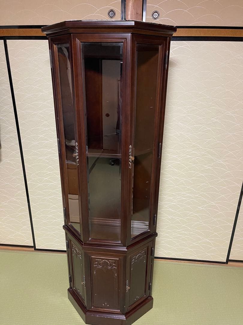 【貴重品】昭和レトロ 木製アンティーク調 ディスプレイキャビネットガラスケース
