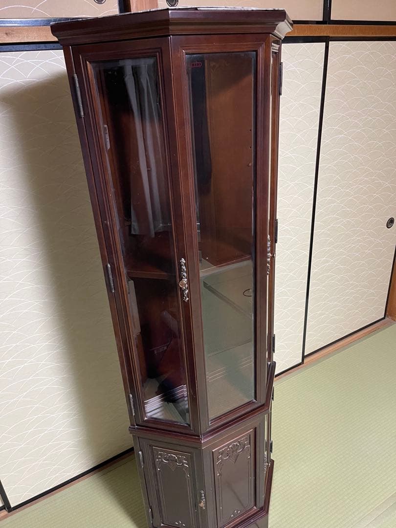 【貴重品】昭和レトロ 木製アンティーク調 ディスプレイキャビネットガラスケース