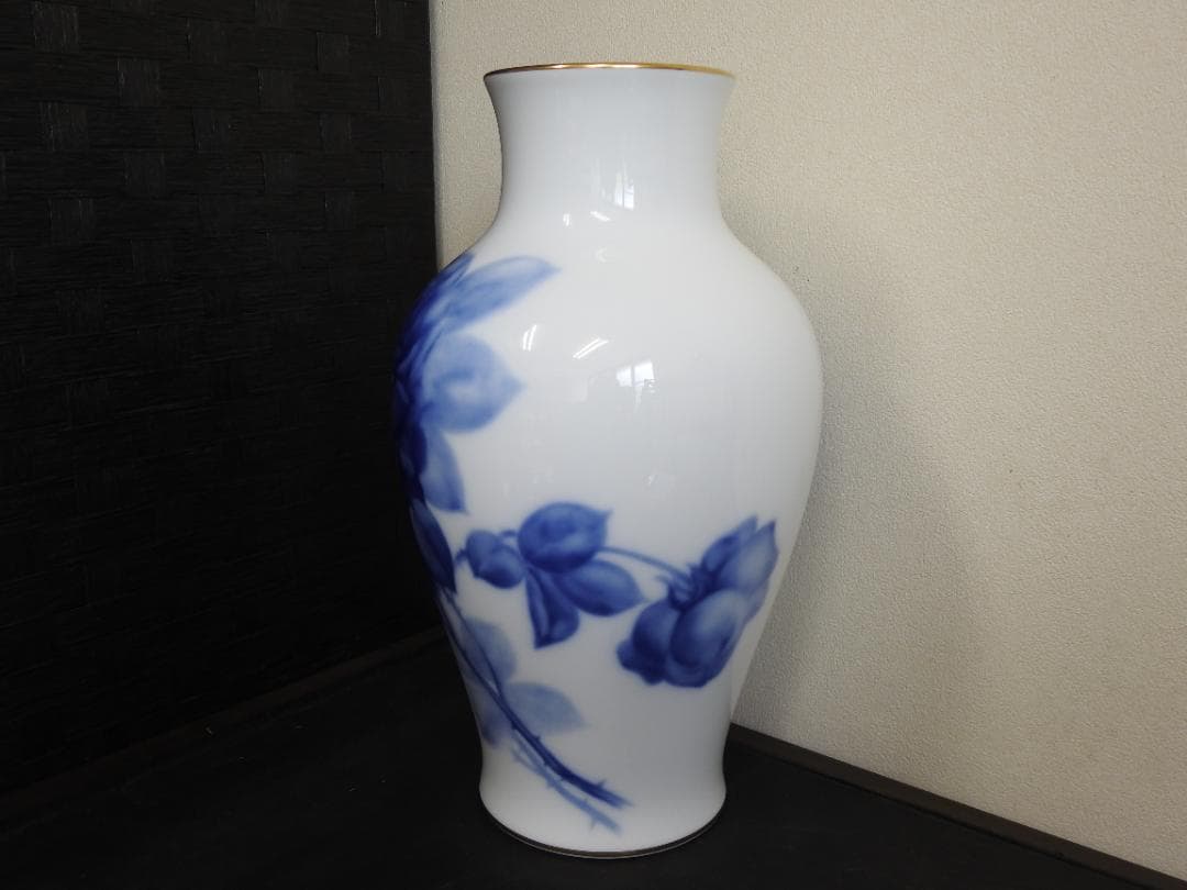 大倉陶園花瓶　未使用　共箱　MA741