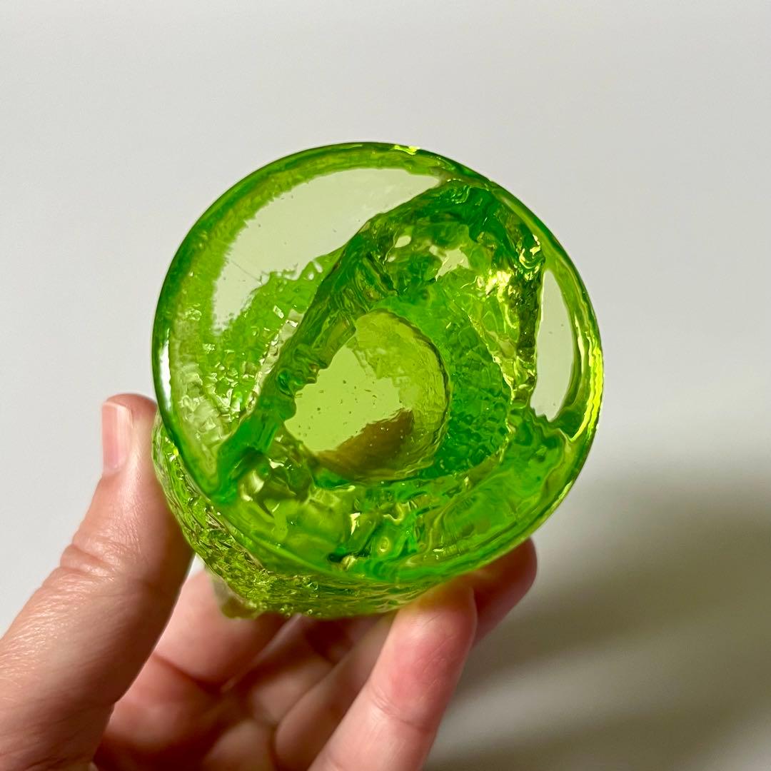 ウランガラス　ふくろう　小物入れ　置物