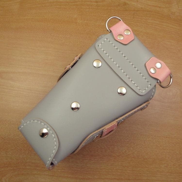 【特別価格】ライトグレー＆ピンク　６丁　本革シザーケース　SCA-100/CHA