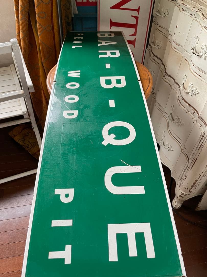 アンティーク　ホーロー　サイン　プレート　グリーン　看板　アメリカ　特大　レア