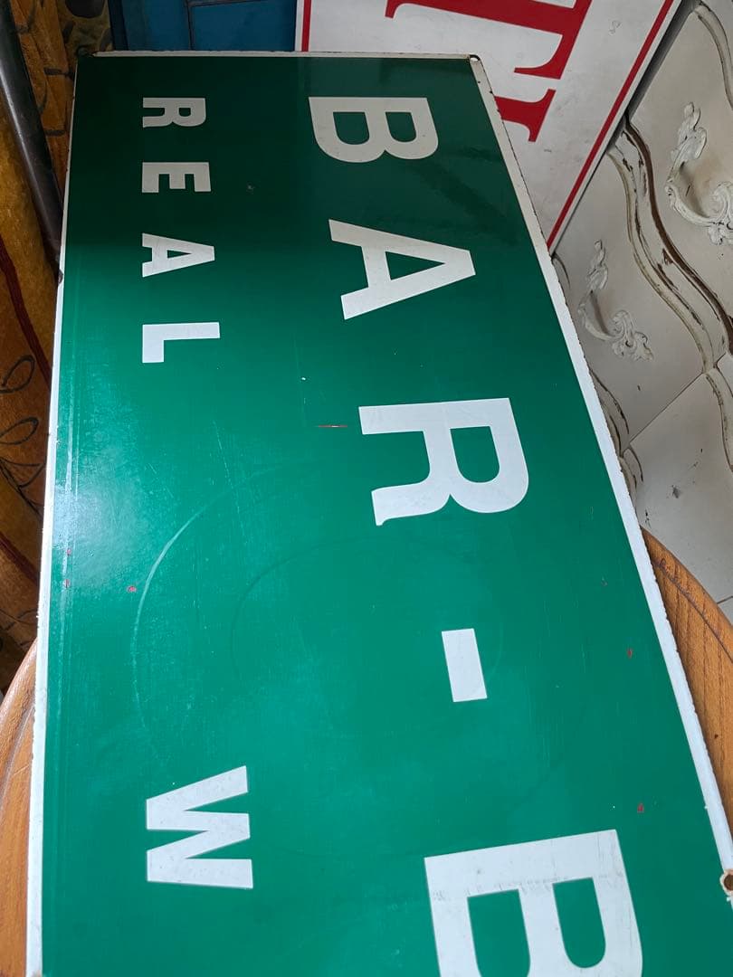 アンティーク　ホーロー　サイン　プレート　グリーン　看板　アメリカ　特大　レア