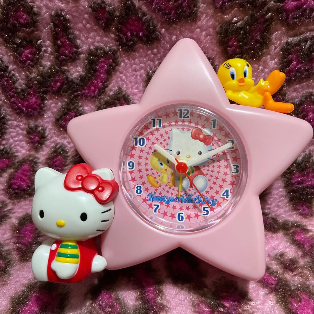 ハローキティ×トゥイーティー　レトロ　小僧寿し　お星さま時計　未使用