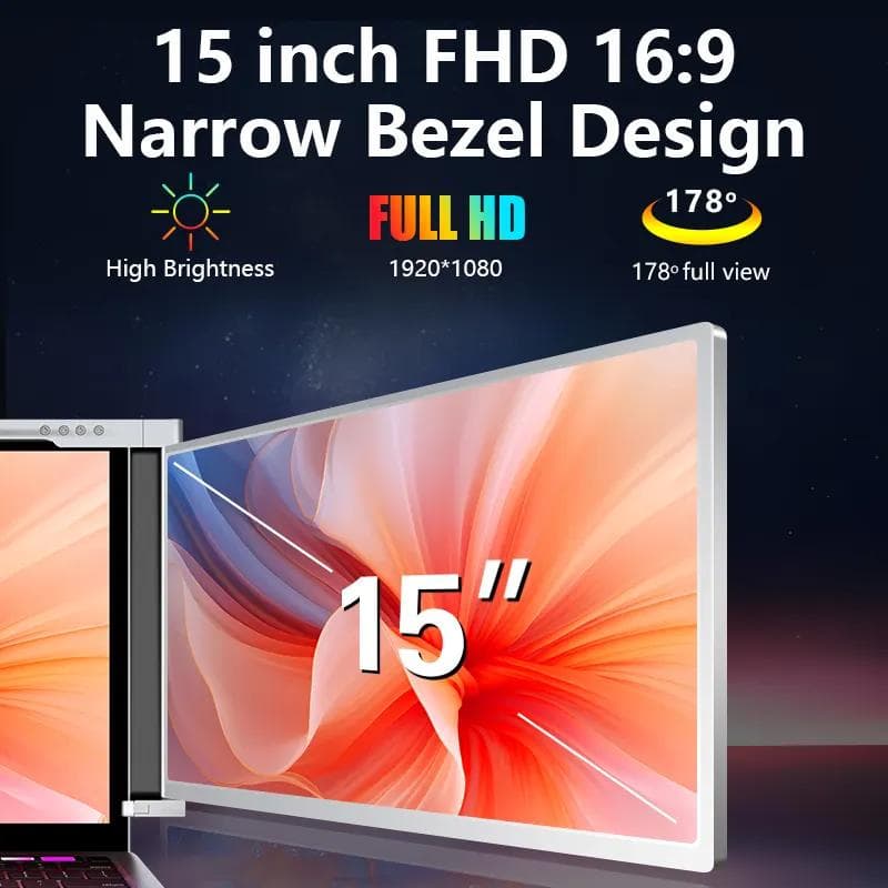 【新品】FOPO 15インチトリプルポータブルモニター／FHD 1080P