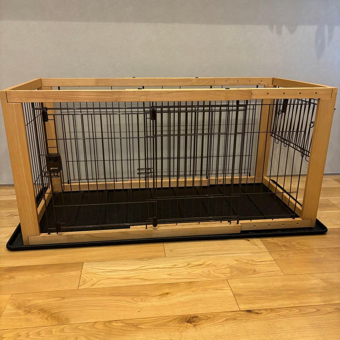 リッチェル 木製スライドペットサークル 屋根付き パピー 成犬 老犬