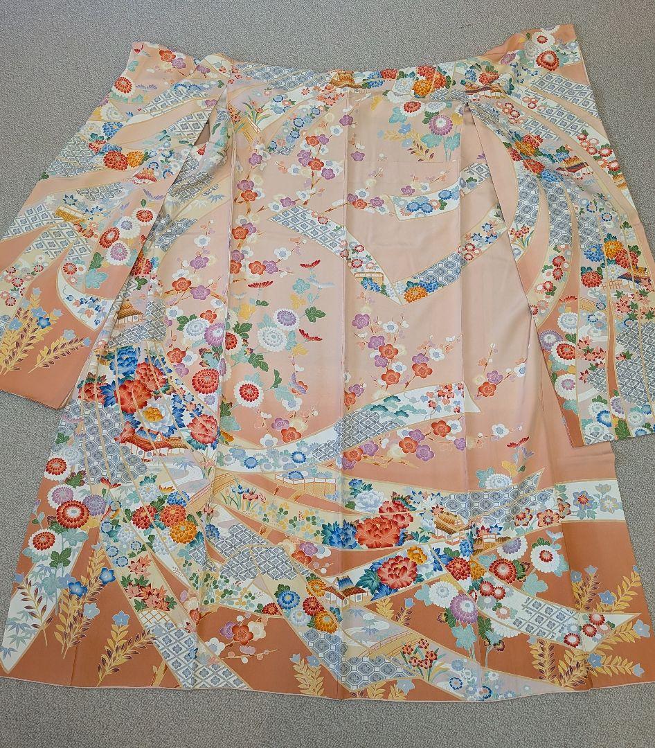 古典柄の正絹振袖　着物リメイク　3枚セットです