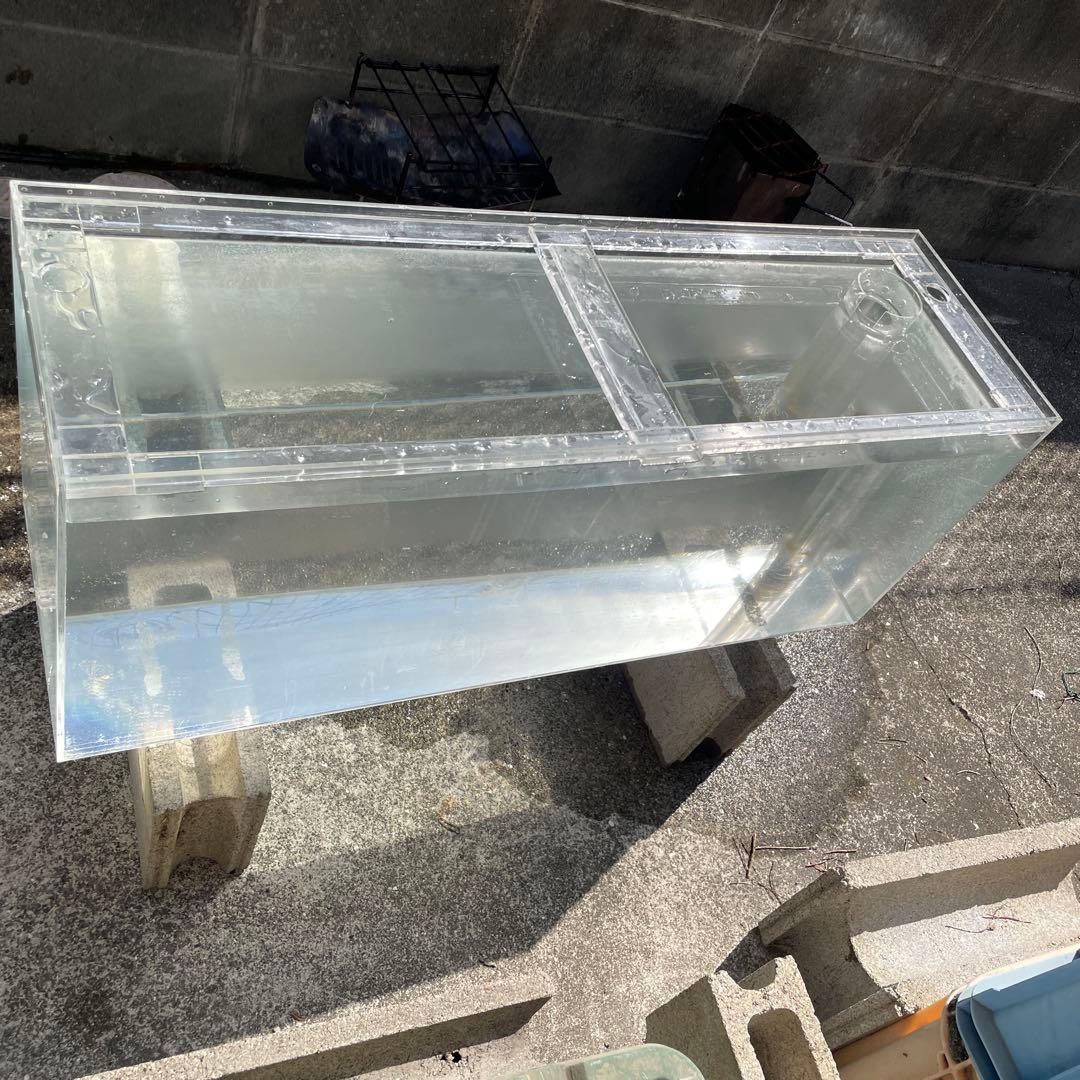 アクリル製オーバーフロー水槽 幅90cm高さ38cm奥行28cm特注水槽 送料込