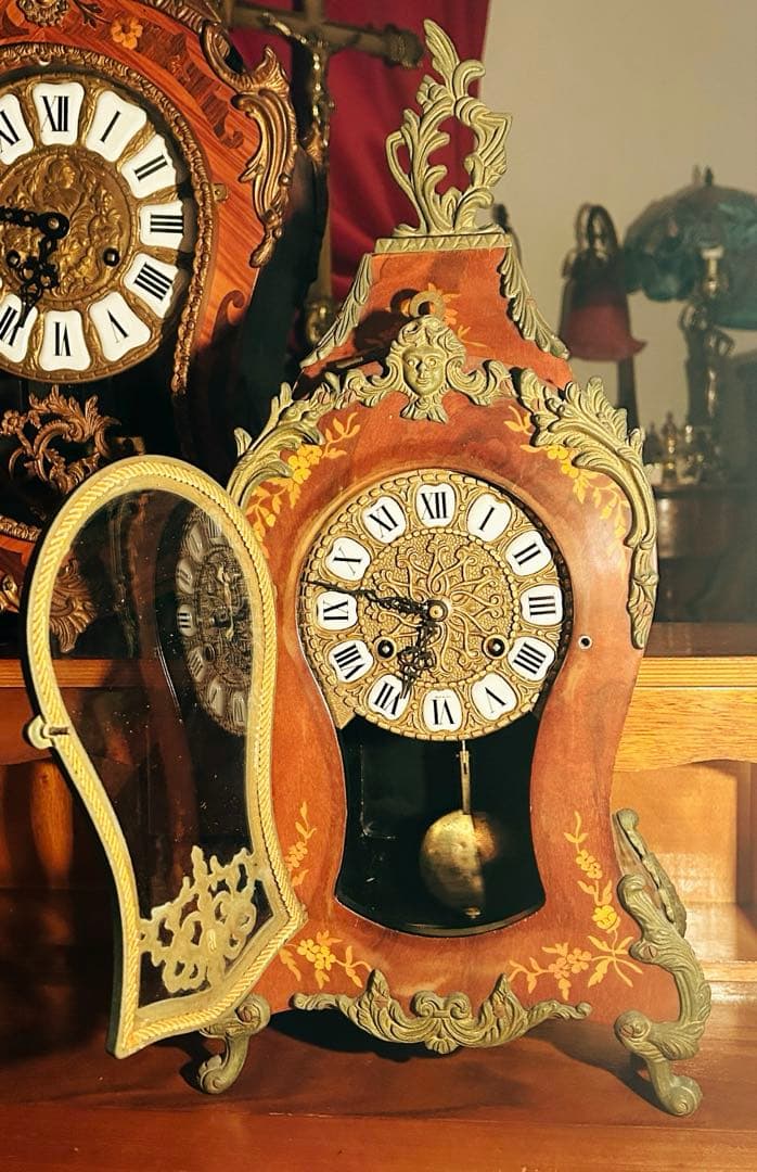 イタリア製　象嵌　置時計　ゼンマイ式振子時計