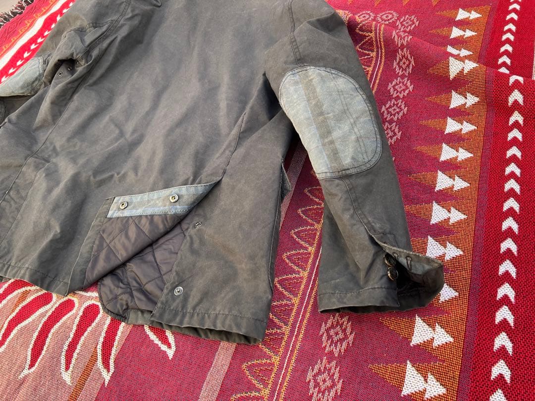 Barbour ダークグレー ジャケット 肘パッチ付き