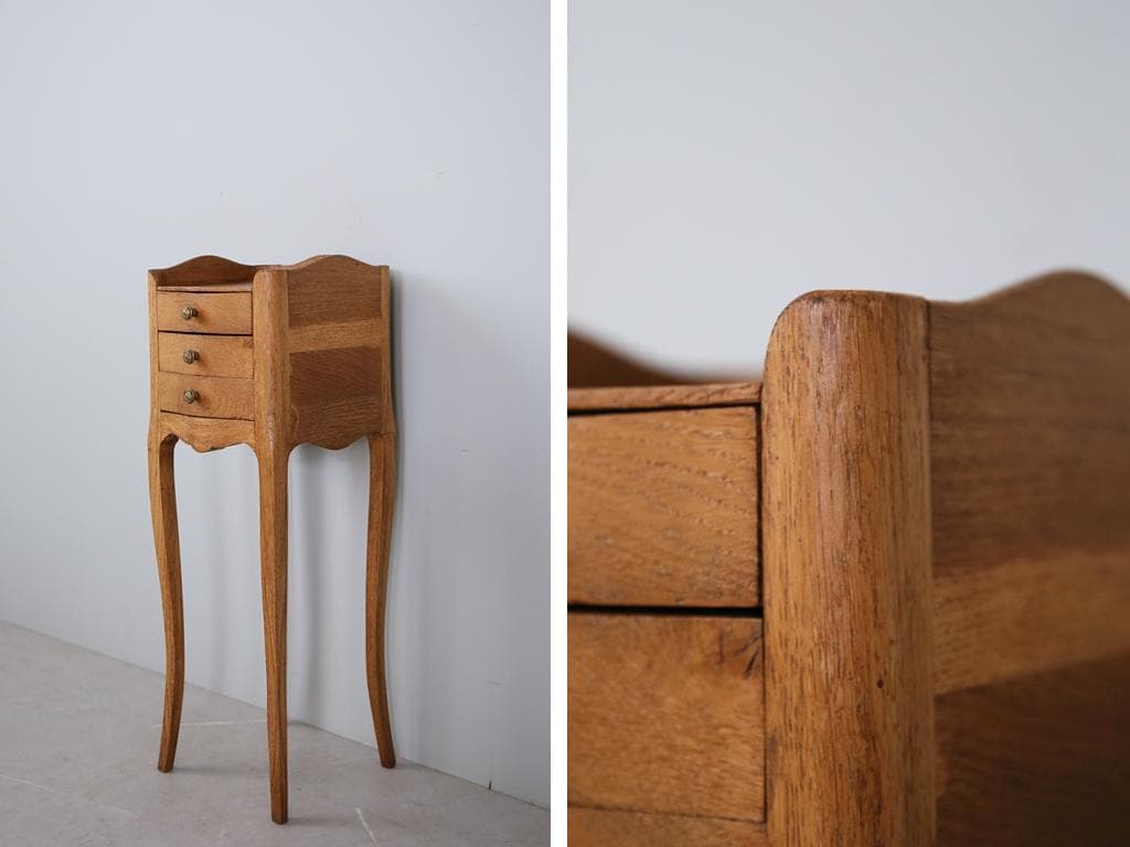 フランスアンティーク木製ベッドサイドキャビネット/ナイトテーブル机(90-61)