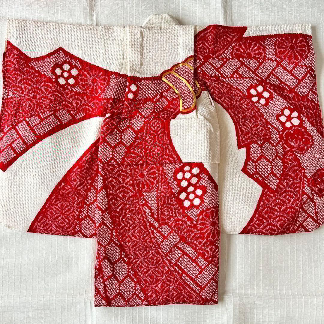 miya 七五三 総絞り 着物 長襦袢 正絹 被布 三歳 753 金駒刺繍