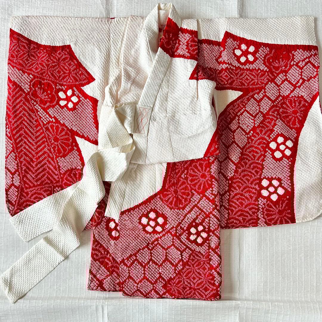 miya 七五三 総絞り 着物 長襦袢 正絹 被布 三歳 753 金駒刺繍