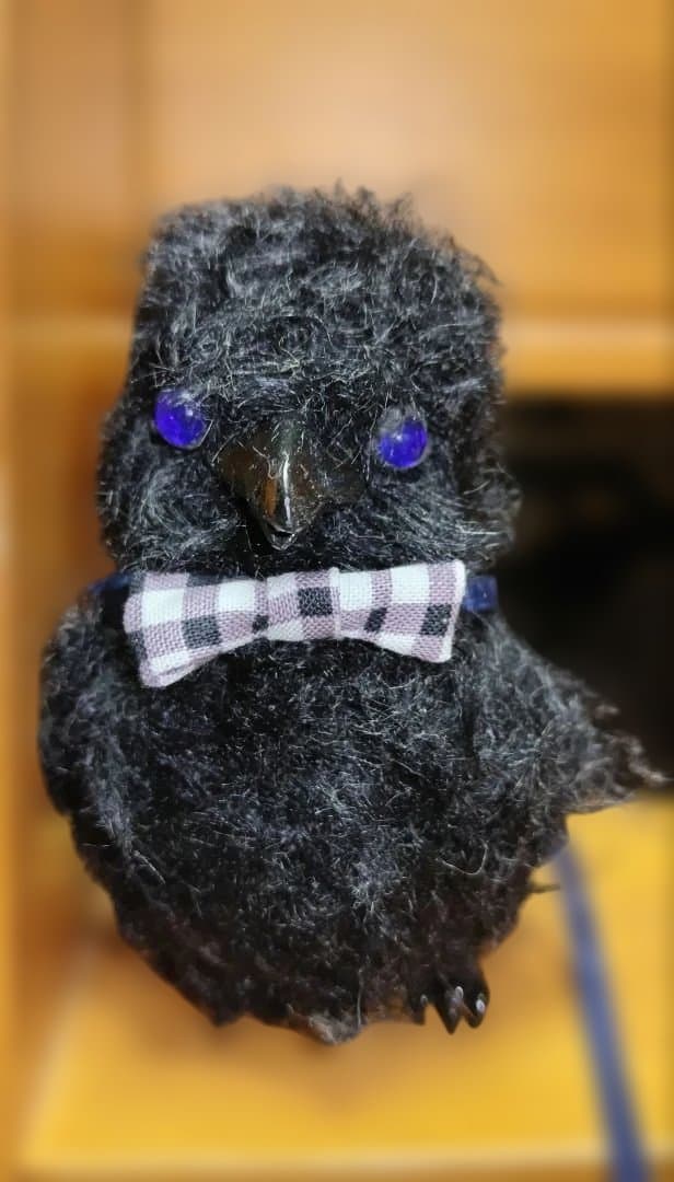 子ガラス　カラスのヒナ　ドール　テディベア　ぬいぐるみ