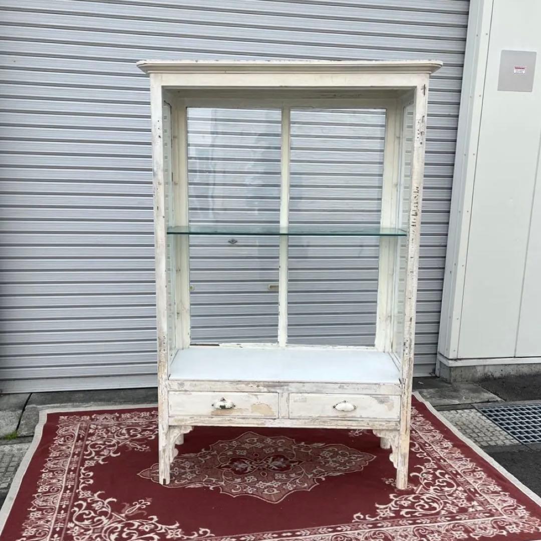 引き取り限定 宮城県◾️アンティーク古家具 大型サイズ ケビントディスプレイ棚