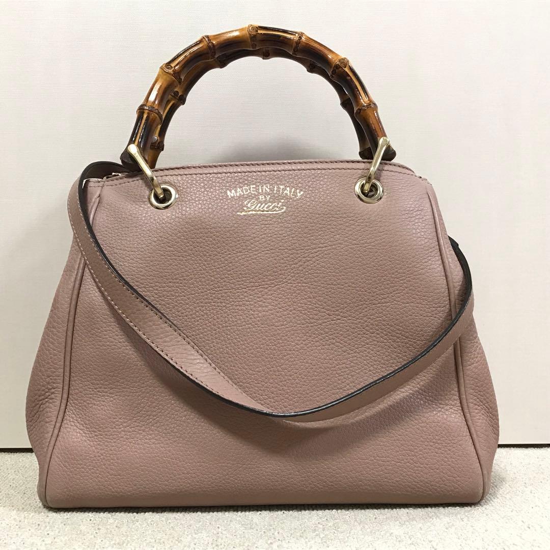 し*み様 GUCCI　ピンク　2WAY ショルダーバッグ　バンブー　スモール　レ