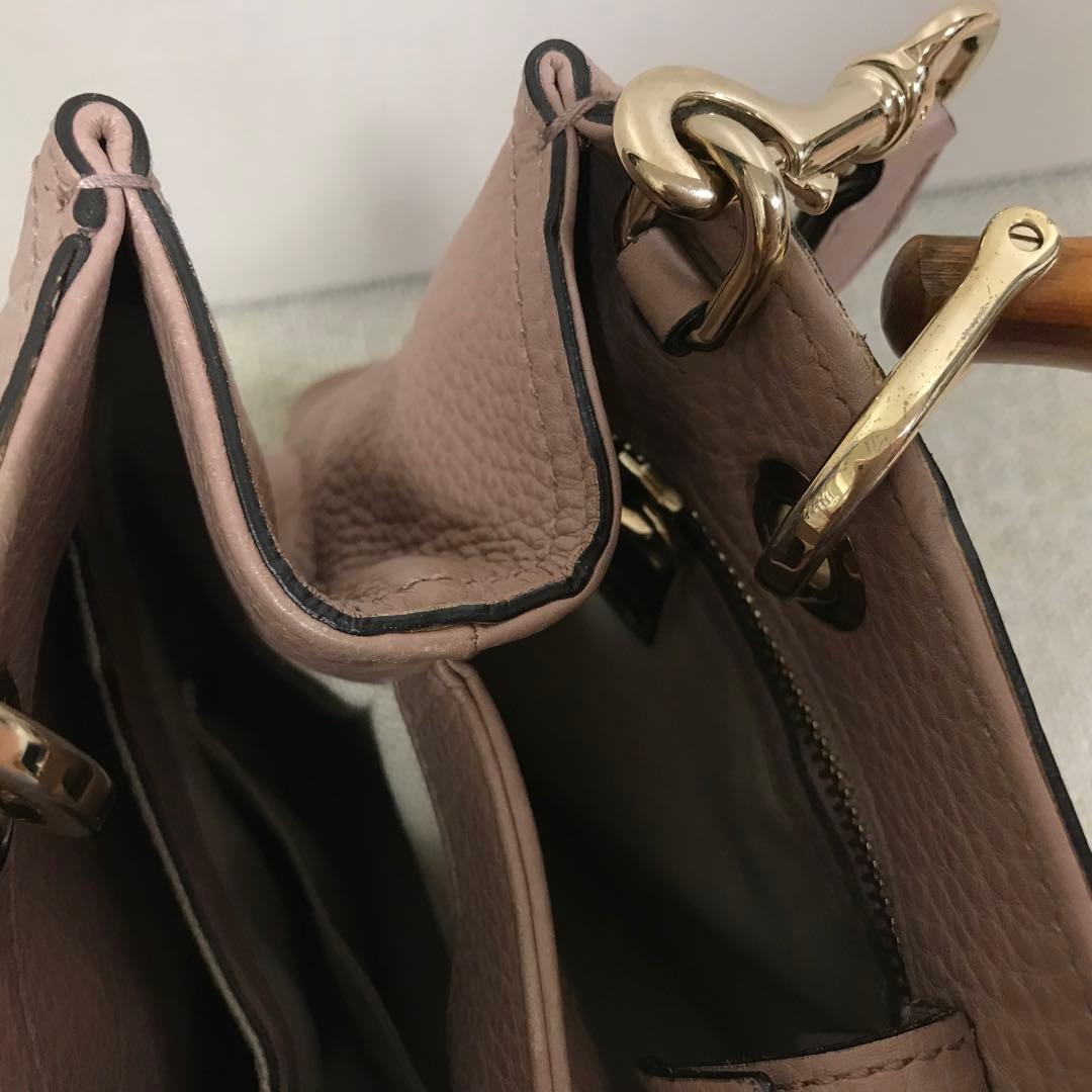 し*み様 GUCCI　ピンク　2WAY ショルダーバッグ　バンブー　スモール　レ