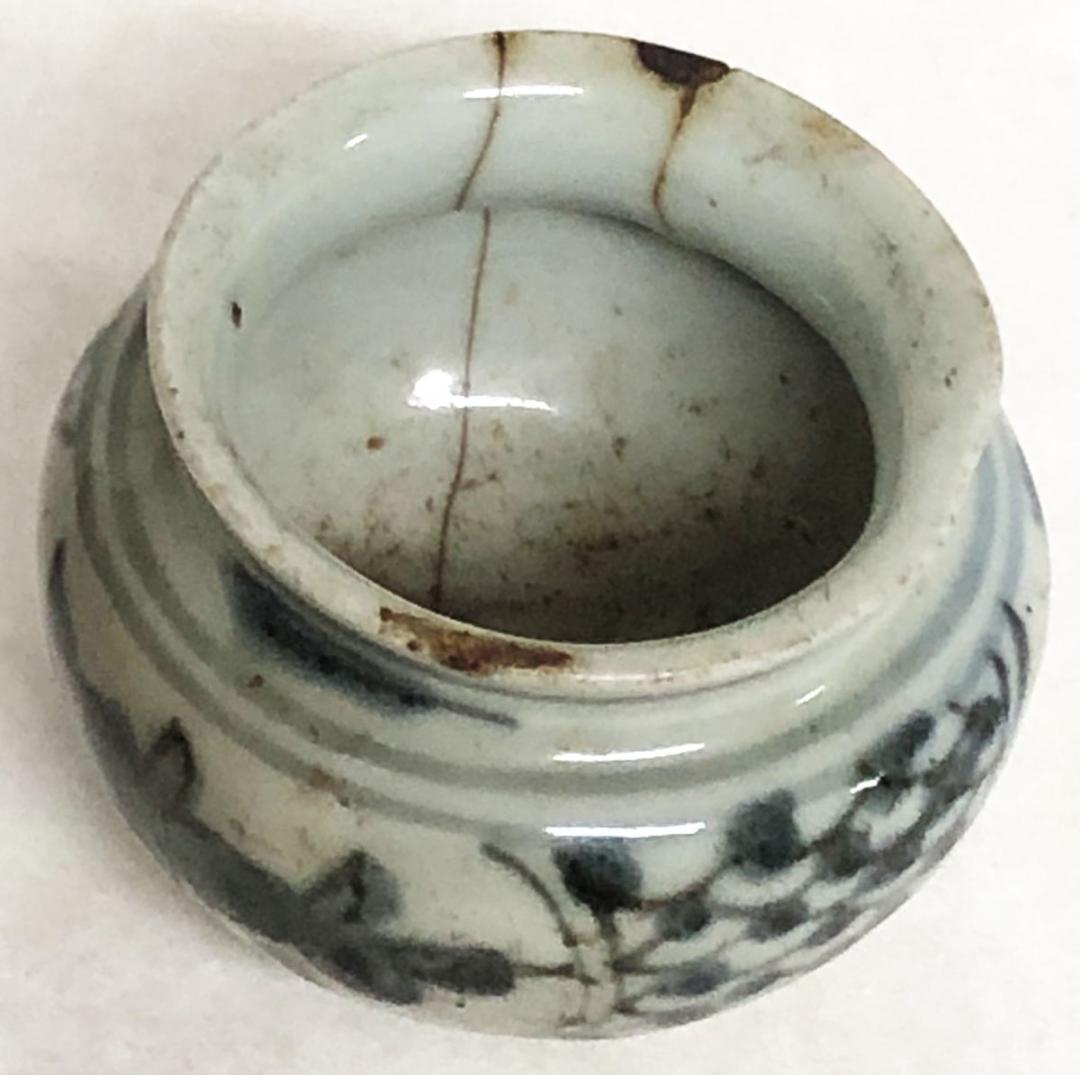 明時代 呉須染付唐草紋様小壷 青花 ウブ品 発掘品焼物 入手困難 WWTT193