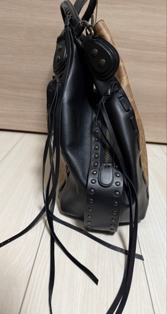 【美品】COACH イーディーショルダーバッグ シグネチャー レザー フリンジ