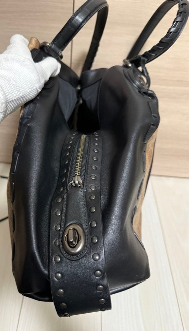 【美品】COACH イーディーショルダーバッグ シグネチャー レザー フリンジ