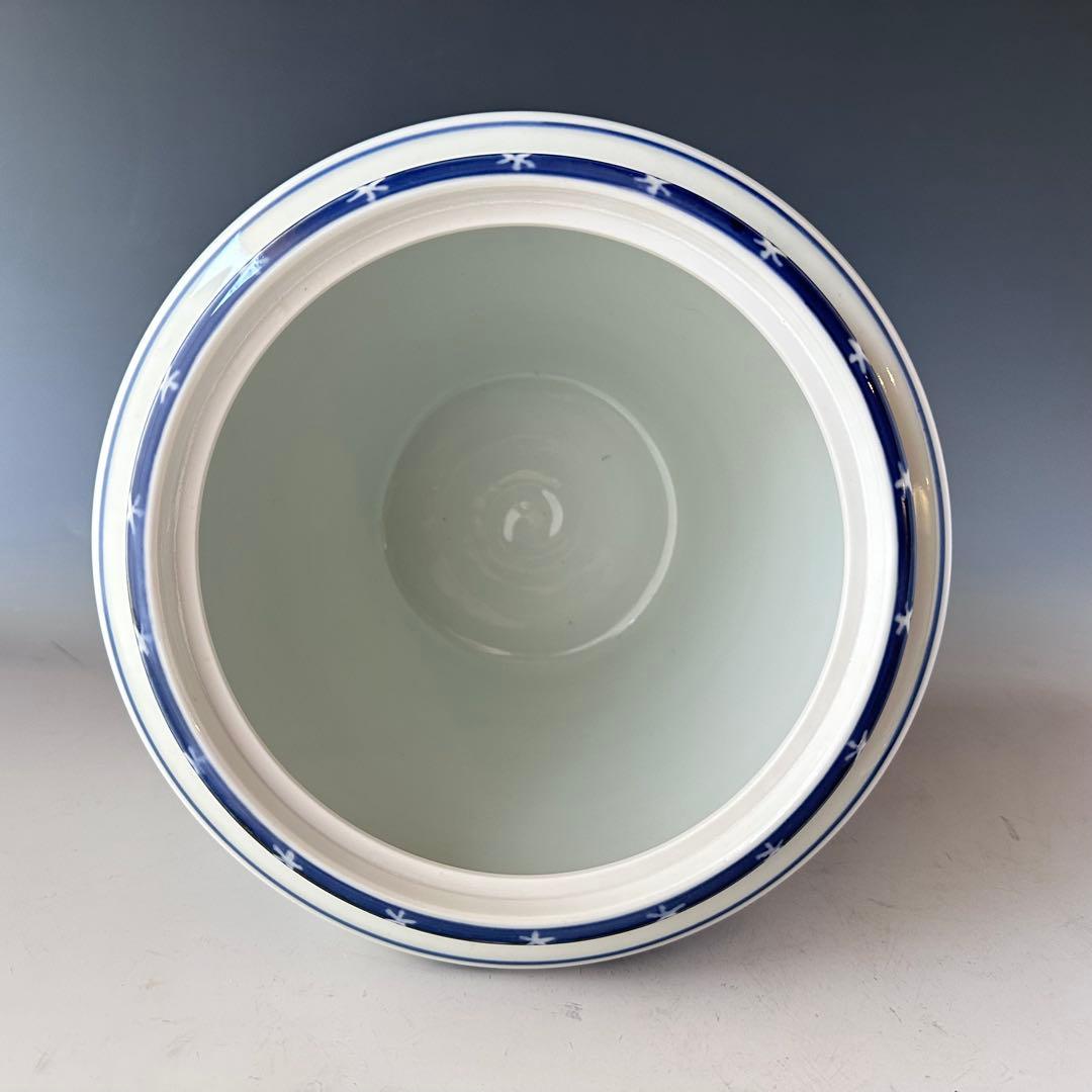 茶道具　染付　竹　水指　蓋赤絵　手塚桃峰　共箱　京焼　茶会　稽古　棚