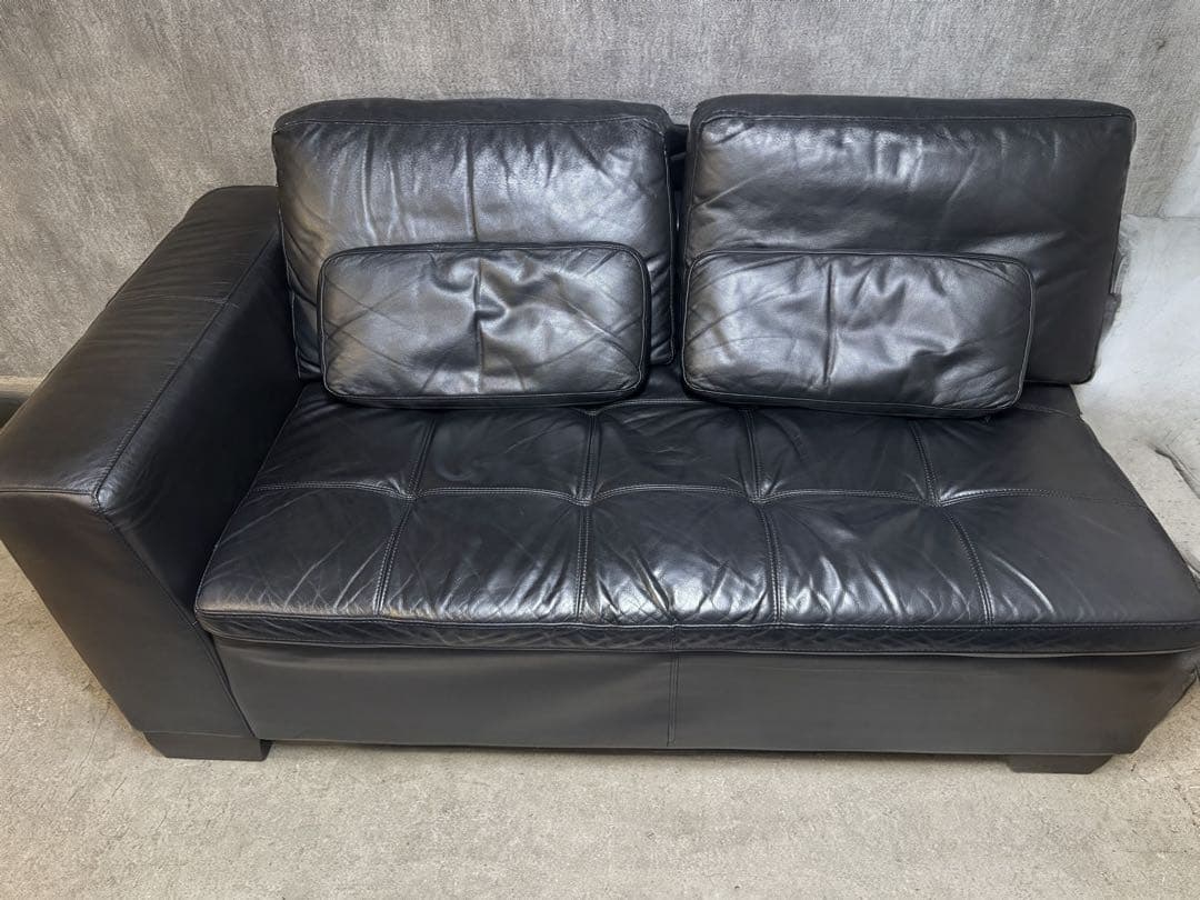 ※値下げ　ニトリ カウチソファ 左カウチ ダブルライン3LC 本革 レザー