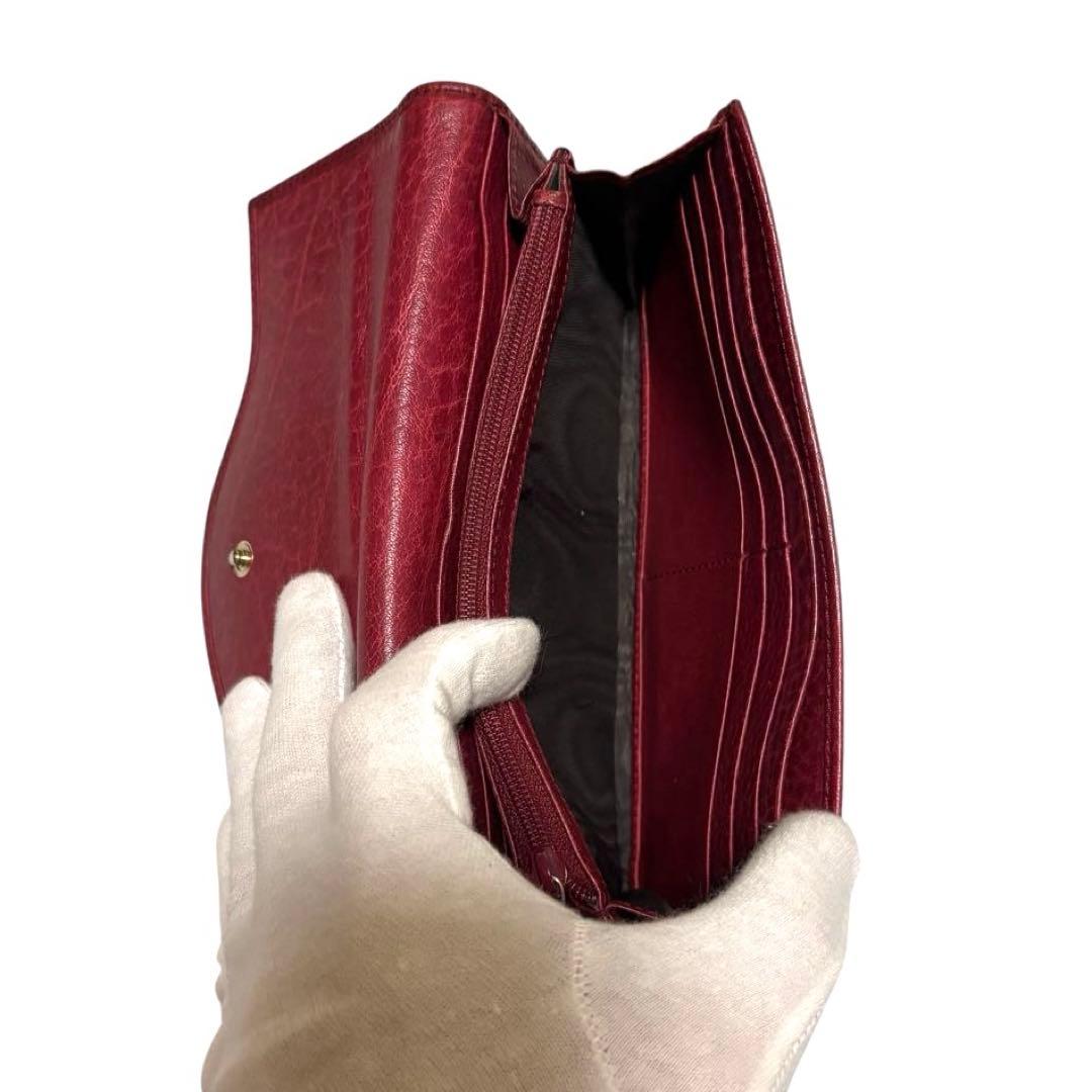 人気　グッチ　長財布　GGシマ　レザー　レッド　GG柄　インターロッキング