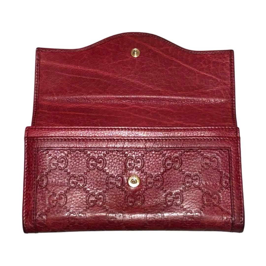 人気　グッチ　長財布　GGシマ　レザー　レッド　GG柄　インターロッキング