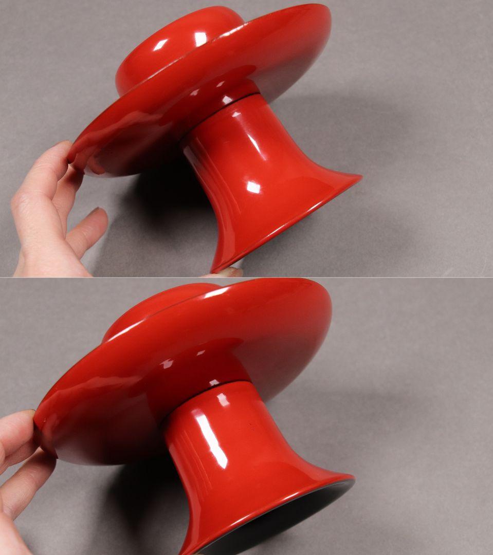 M673/ 時代木製漆器 花唐草金蒔絵朱塗茶台一対 伊万里色絵茶器 龍鳳凰 木箱