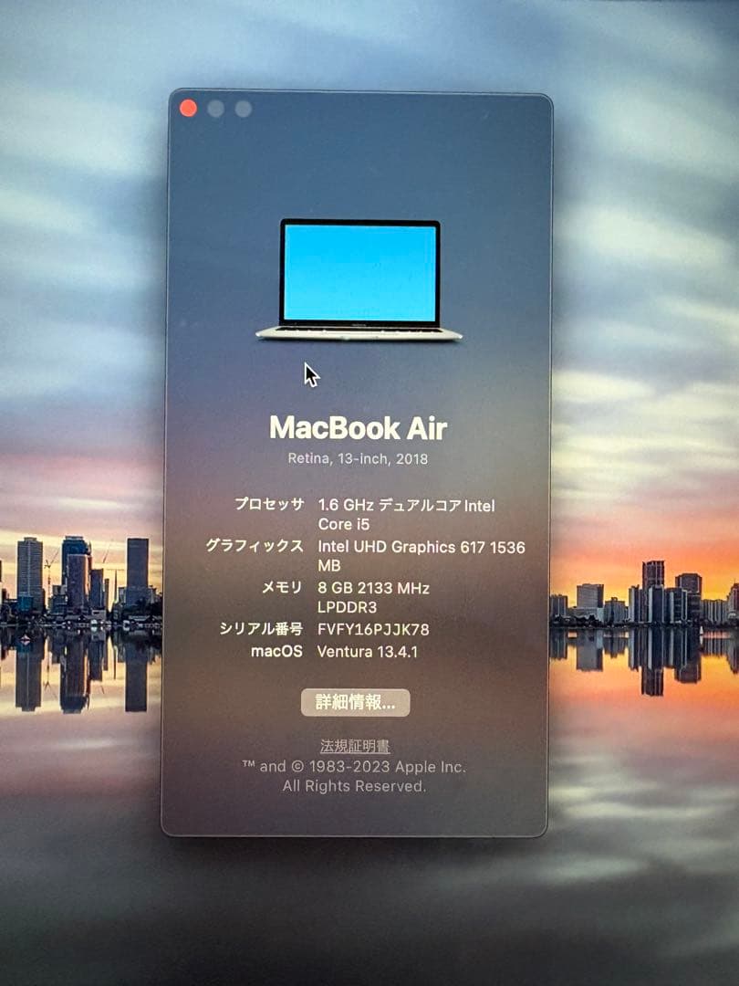 【美品】Apple MacBook 13インチ 256GB スペースグレー
