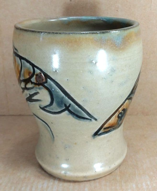 【本物保証】人間国宝 金城次郎 ゴブレット 栞 共箱 美品 やちむん 壷屋焼