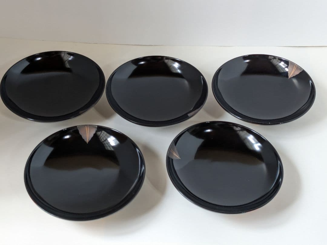 【未使用】本漆仕上げ　時代椀　会津塗　黒　芙蓉　吸物椀　三越　伝統漆器　5客