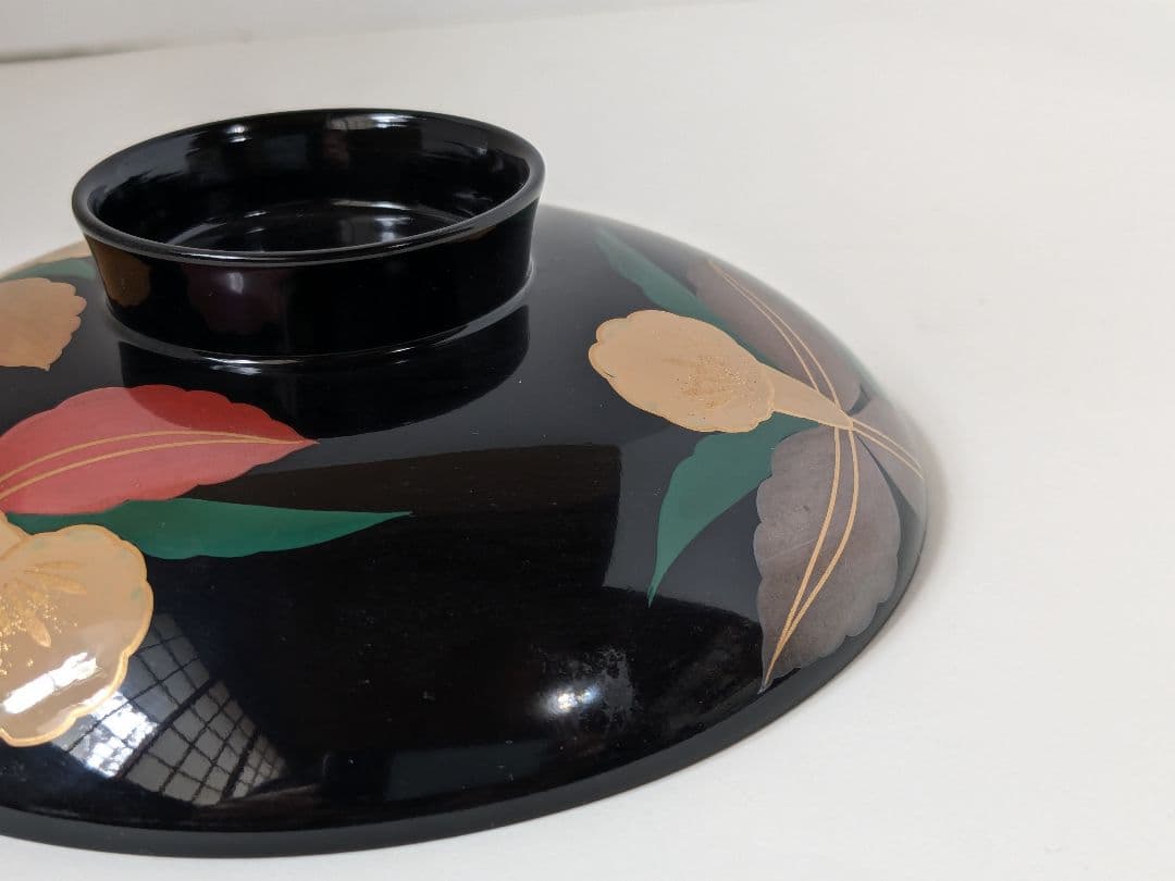【未使用】本漆仕上げ　時代椀　会津塗　黒　芙蓉　吸物椀　三越　伝統漆器　5客