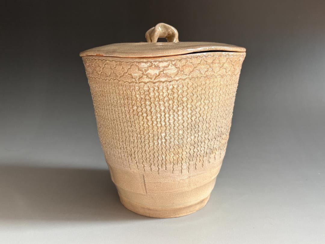 10代坂高麗左衛門　萩焼　縄暖簾　水指　茶道具