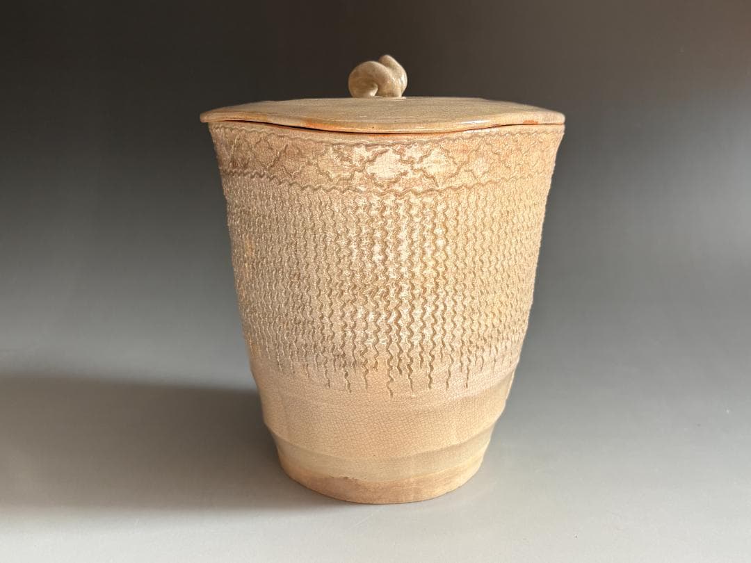 10代坂高麗左衛門　萩焼　縄暖簾　水指　茶道具