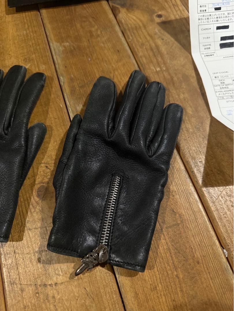 CHROME HEARTS ダガー ジップ レザーグローブ ブラック