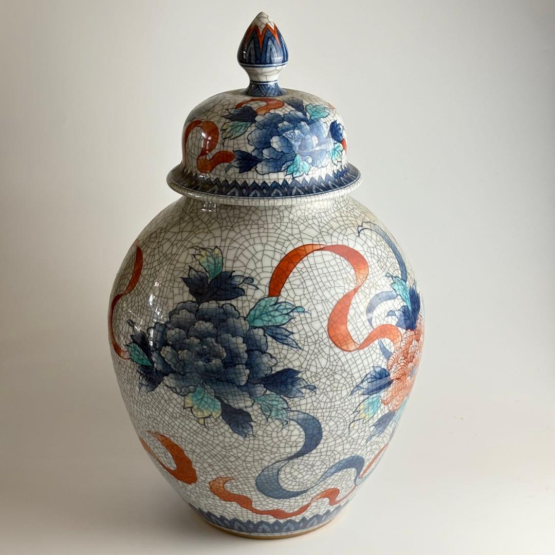 鍋島焼 青山窯 鍋島青山 色鍋島壷 壺 高さ46㎝ 飾り壷 青磁 花瓶