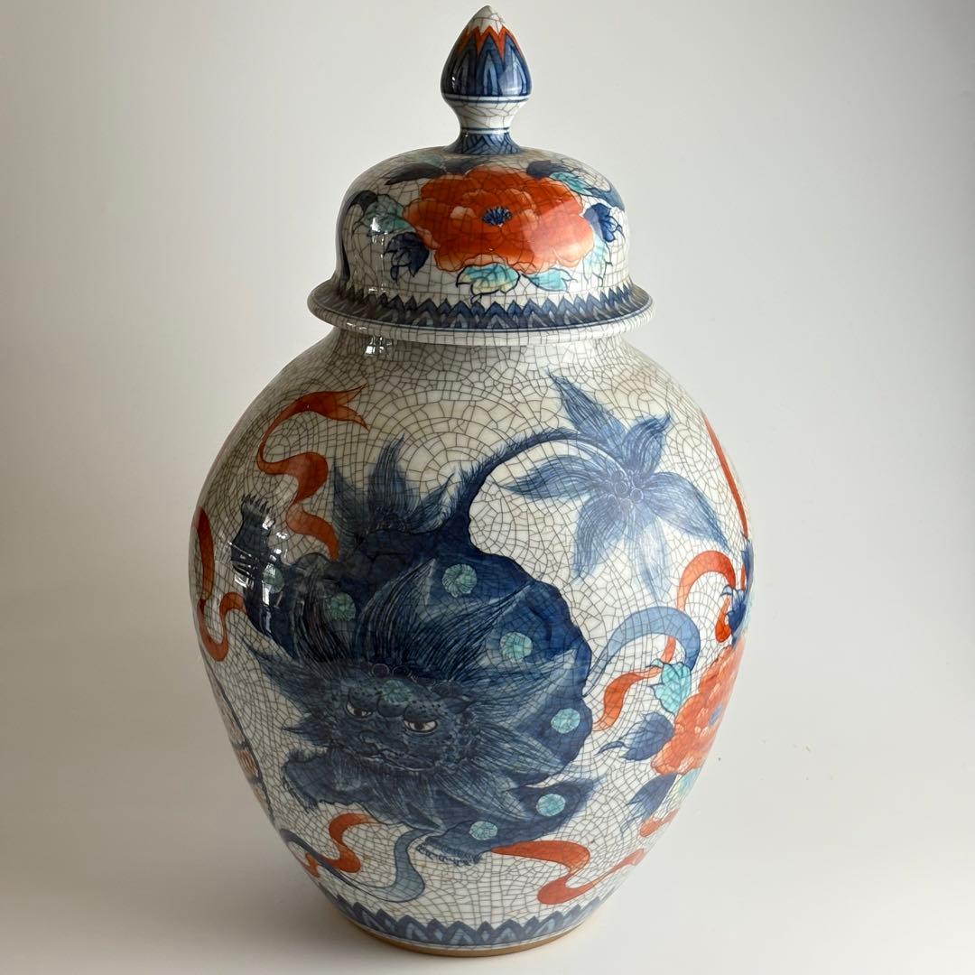 鍋島焼 青山窯 鍋島青山 色鍋島壷 壺 高さ46㎝ 飾り壷 青磁 花瓶