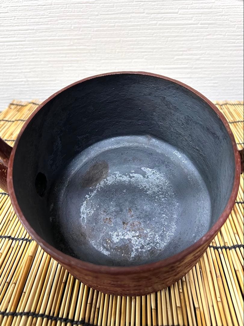 未使用、保管品　南部盛栄堂ＯＩＧＥＮ造　桜皮寸胴１０型　南部鉄瓶　南部鉄器