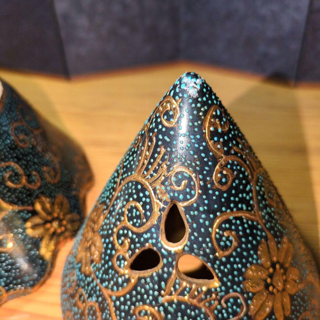 希少 薩摩焼 骨董 円錐形 16.5cm 香炉 九谷金彩青粒鉄仙 唐草 茶道具