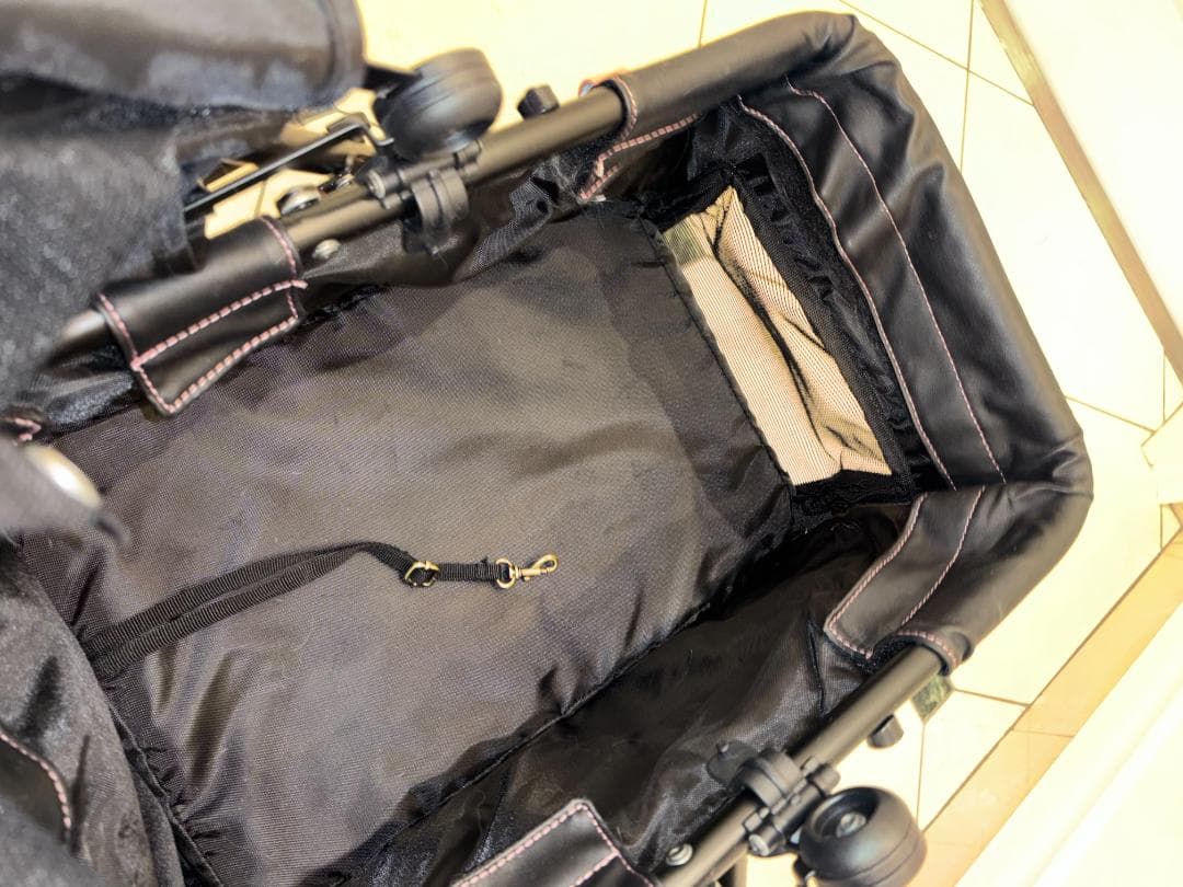 ペットカート ブラック ピンク ハート柄