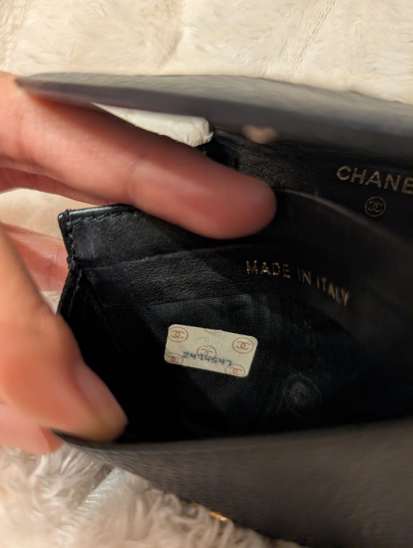 CHANEL ブラック レザー 財布 ケース
