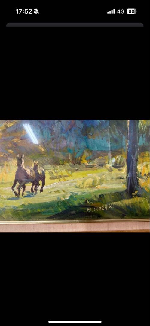馬の風景画 絵画　森　アート