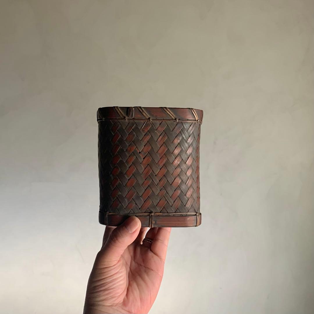 古い 竹編みの 籠 古道具 アンティーク 日本の古道具